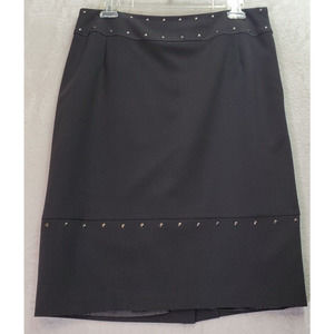 Convington Straight & Pencil Skirt Women Size 8 Black Vented Studded Side Zipper